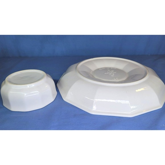 Christmas Tree Chip & Dip Pfaltzgraff 2 Pc Set White Made in USA - Picture 5 of 10